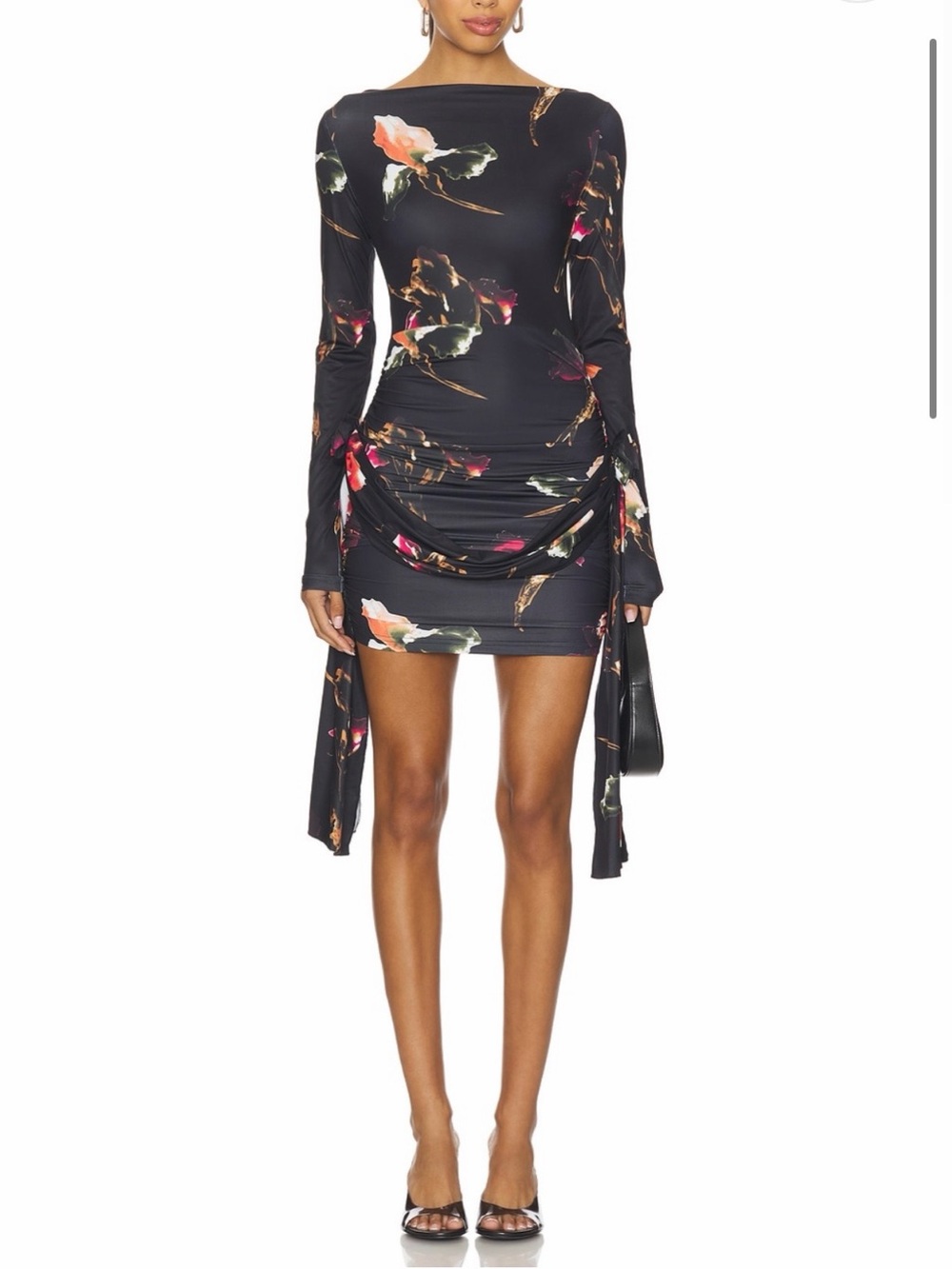 Lioness Glory Mini Dress In Onyx Floral Draping Revolve Occasion Size Medium